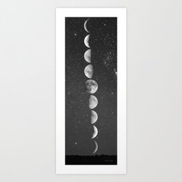 Moon Mat in Black and White Art Print