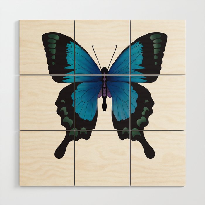 Blue Monarch Butterfly Wood Wall Art