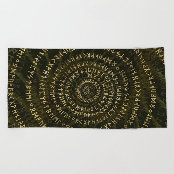 Elder Futhark Spiral Art Beach Towel