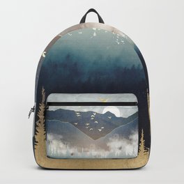 Blue Mountain Mist Backpack | Abstract, Curated, Sage, Flight, Graphicdesign, Wilderness, Mist, Wanderlust, Gold, Forest 