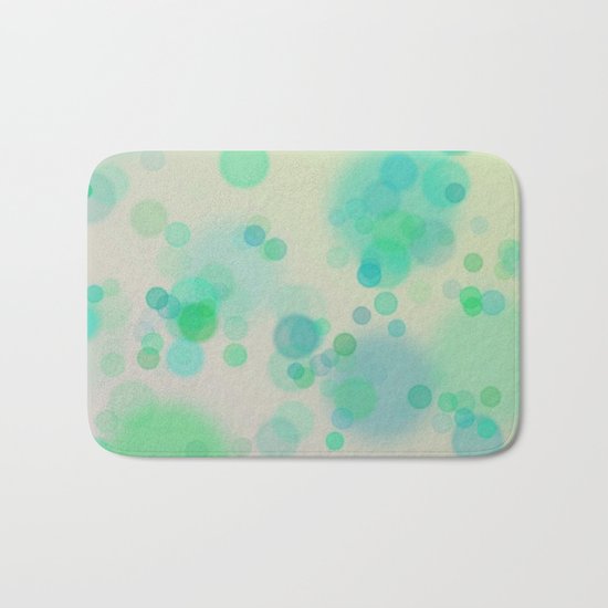 Painterly Blue and Green Circle Abstract Bath Mat