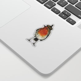 Robin with acorn hat Sticker