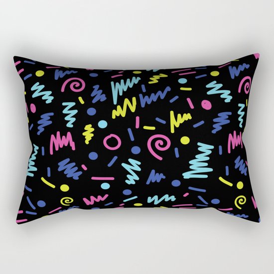 Vicky - 80s, 90s, bright neon, shapes, design, pattern, trendy, hipster, memphis design Rectangular Pillow