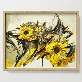 Sunflower Force - Beauty in the Detail (Abstract Art Take Three) Serving Tray