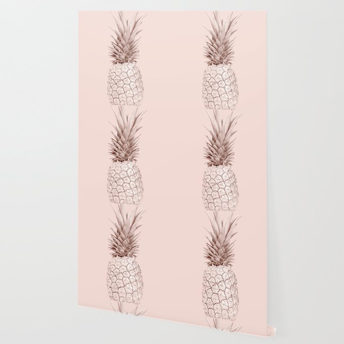 Rose Gold Pineapple On Blush Pink Wallpaper By Followmeinstead Society6