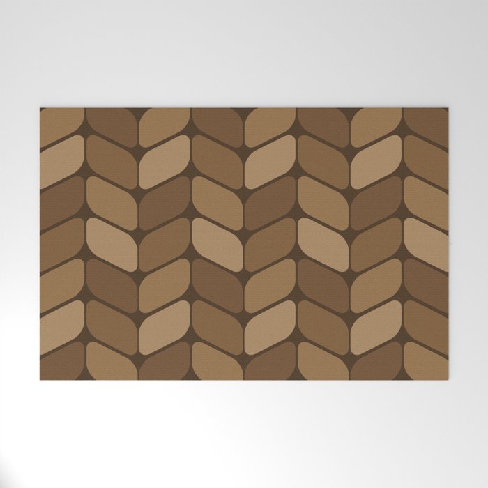 Vintage Diagonal Rectangles Brown Welcome Mat