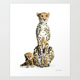 Cheetah Mom and Baby 1 Art Print