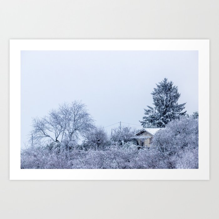 Snowy Winter Cabin In The Woods Art Print By Frozenlakemp Society6