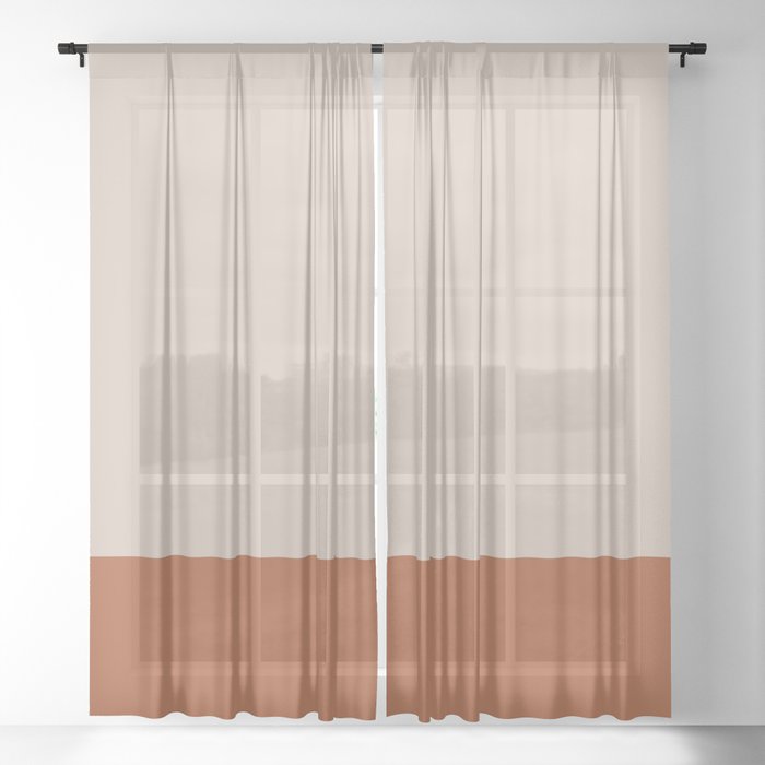 Minimalist Solid Color Block 1 in Putty and Clay Sheer Curtain