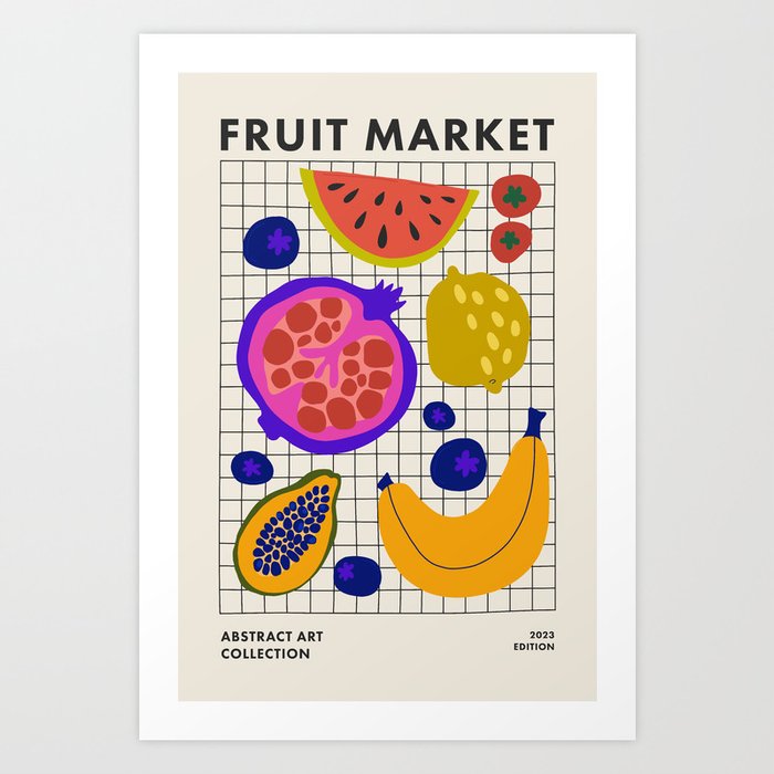 Fruit Market Retro Eclectic Kitchen Art 4 Art Print