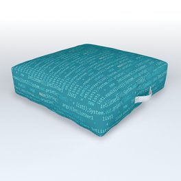 Computer Software Code Pattern in Teal Blue Outdoor Floor Cushion