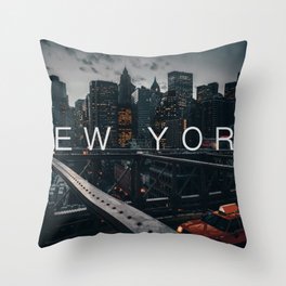 New York City Brooklyn Bridge and Manhattan skyline Throw Pillow