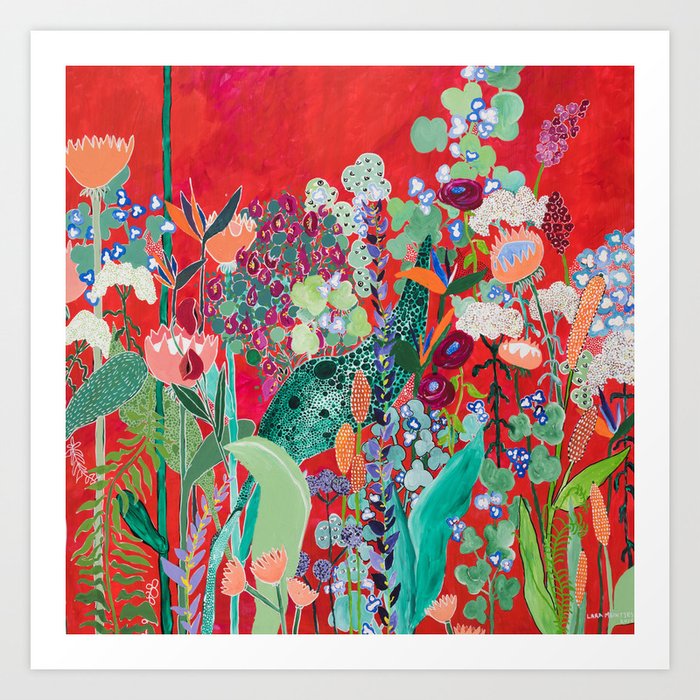 Red floral Jungle Garden Botanical featuring Proteas, Reeds, Eucalyptus, Ferns and Birds of Paradise Kunstdrucke Red floral Jungle Garden Botanical featuring Proteas, Reeds, Eucalyptus, Ferns and Birds of Paradise Kunstdrucke