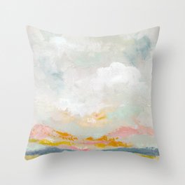 Abstract Beach Scene Blue and Pink  Throw Pillow