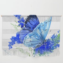 Blue Butterfly, blue butterfly lover blue room design floral nature Wall Hanging