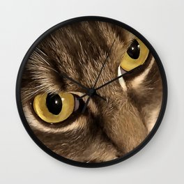 Artistic Close Up Cat Portrait Eyes and Nose Detail Wall Clock