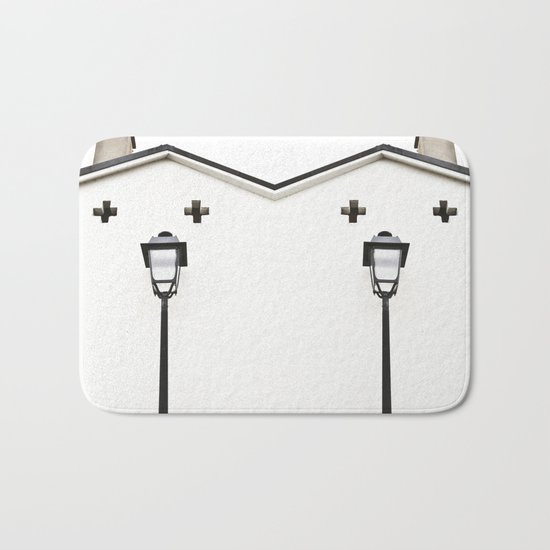White House With Cross Bath Mat