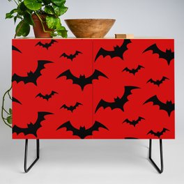 Halloween Bats Red & Black Credenza