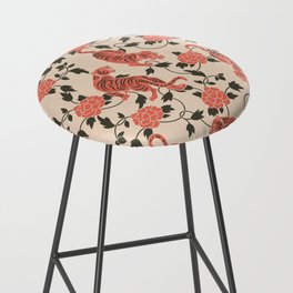 Chinese Tigers Retro Floral Pattern Bar Stool