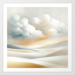 Desert landscape with clouds and sand dunes.  Art Print