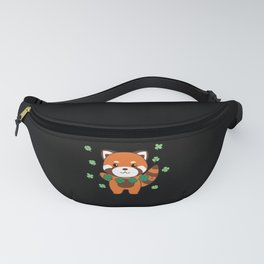 Red Panda With Shamrocks Cute Animals For Luck Fanny Pack