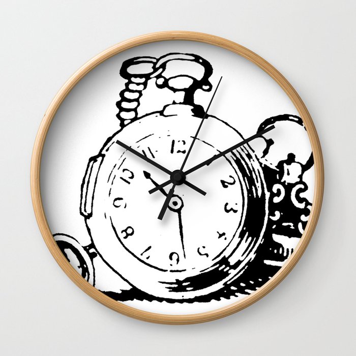 Vintage Pocket Watch Wall Clock by Gallymogger Print Society6