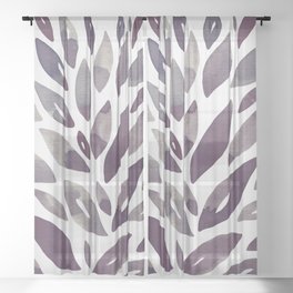 Watercolor floral petals - purple and grey Sheer Curtain