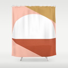 Mid Century Modern Sunset - Terracotta Peach Mustard Shower Curtain