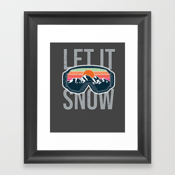 Cool Ski Goggles Vintage Sunset Let it Snow Skiing Lovers Framed Art Print