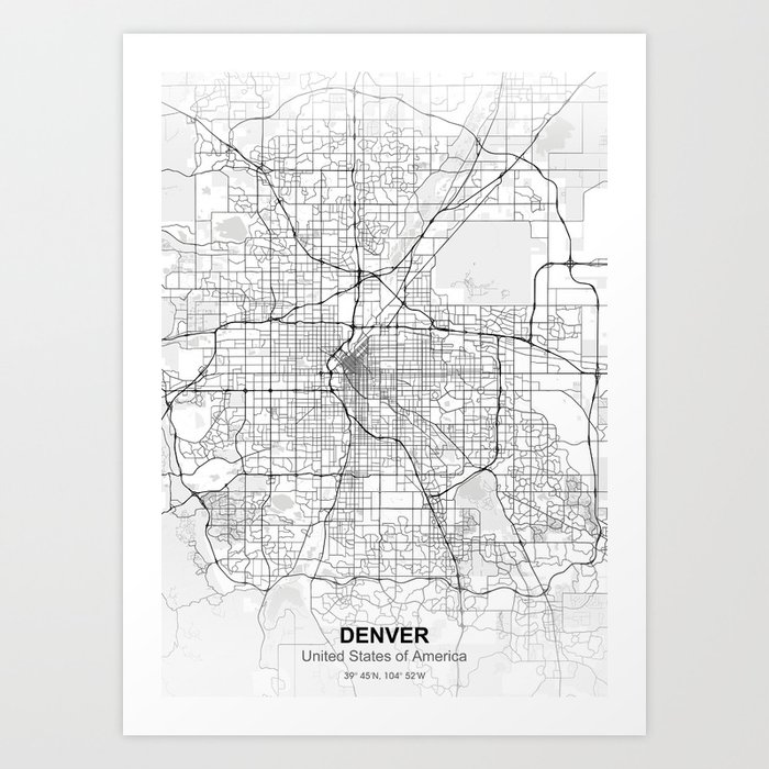 denver city map white Art Print