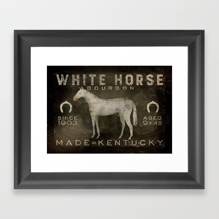 White Horse Bourbon Whiskey Kentucky USA Framed Art Print