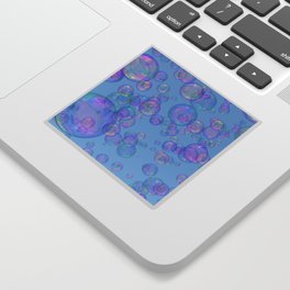 Pretty Colourful Bubbles, Light Blue Background Sticker