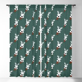 Reindeer in a snowy day (green) Blackout Curtain