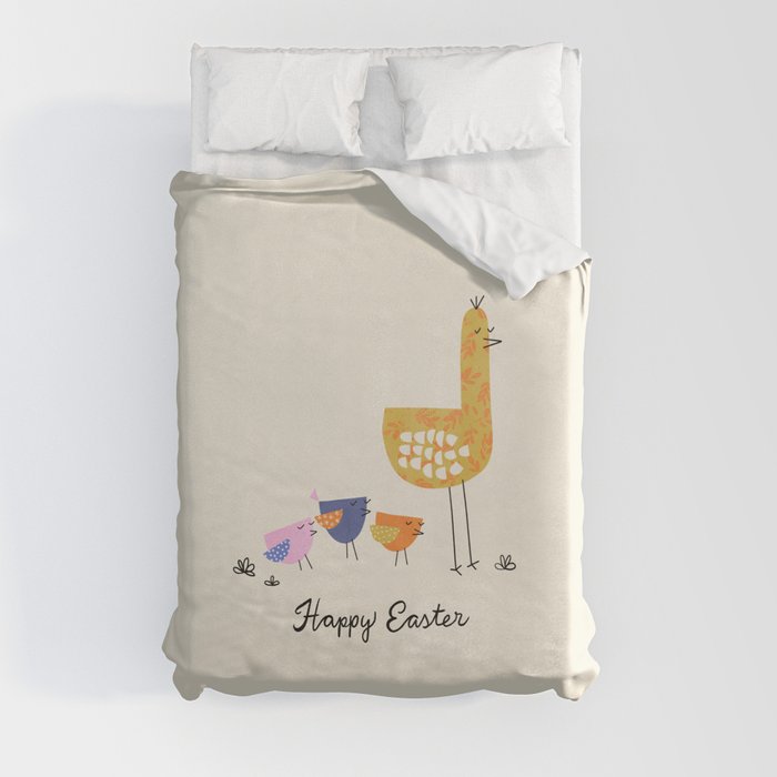 Happy Easter Collage Birds Duvet Cover