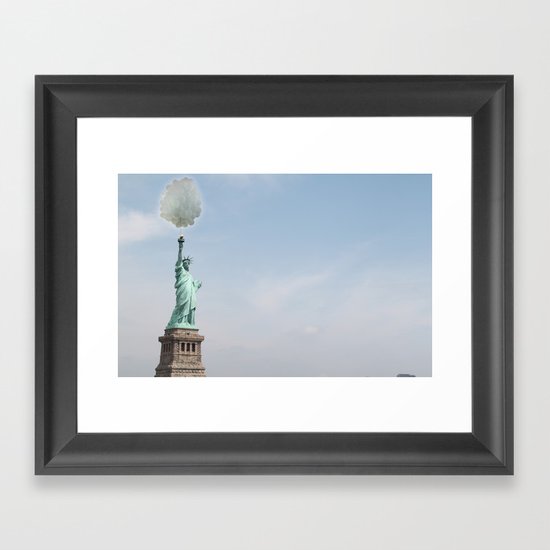 Lady liberty balloons Framed Art Print