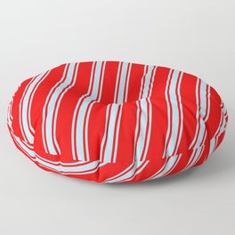 [ Thumbnail: Red and Light Blue Colored Lined Pattern Floor Pillow ]