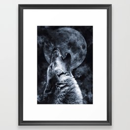 Wolf & Moon Framed Art Print