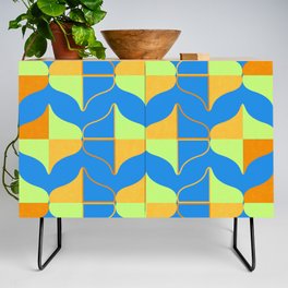 WHALE SONG Midcentury Modern Organic Shapes in Vibrant Yellow and Blue Credenza