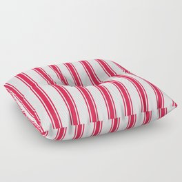 [ Thumbnail: White and Crimson Colored Stripes Pattern Floor Pillow ]