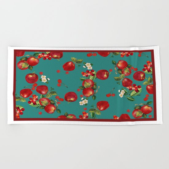 cherries and apples Beach Towel