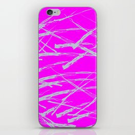 Neon Magenta background with Rough Blue Grey Paint Strokes, Teenage Girl Bedding iPhone Skin