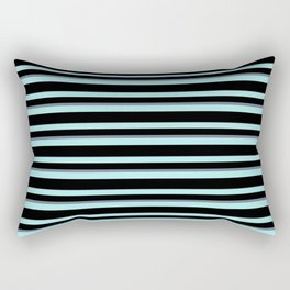 [ Thumbnail: Turquoise, Black, and Slate Gray Colored Stripes Pattern Rectangular Pillow ]