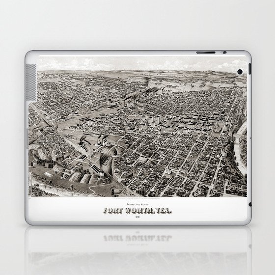 Perspective map of Fort Worth-1891 vintage pictorial map Laptop & iPad Skin