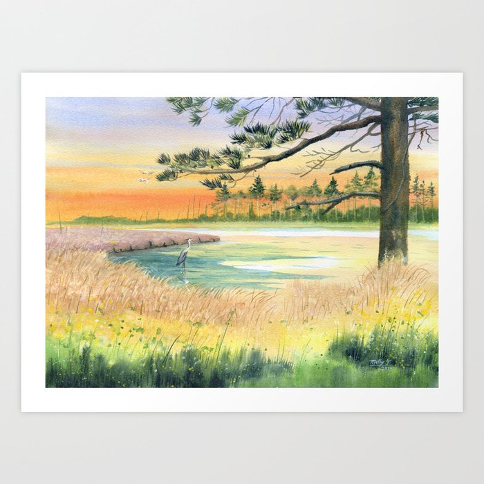 Sunset Over The Marsh Art Print