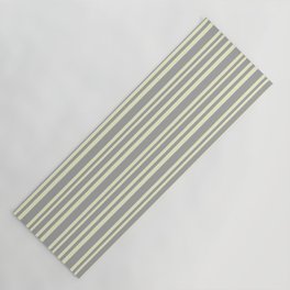 [ Thumbnail: Dark Grey & Light Yellow Colored Striped Pattern Yoga Mat ]