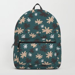 Dark Teal Floral Pattern Backpack | Neutralcolors, Brown, Whiteflowers, Brownflowers, Beigeflower, Darkteal, Neutral, Floral, Floralpattern, Plants 