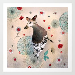 Flowery Okapi Art Print