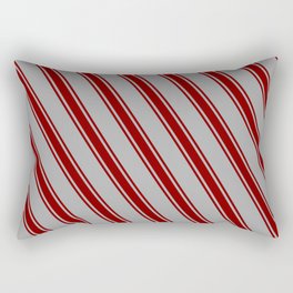 [ Thumbnail: Dark Gray and Maroon Colored Stripes Pattern Rectangular Pillow ]