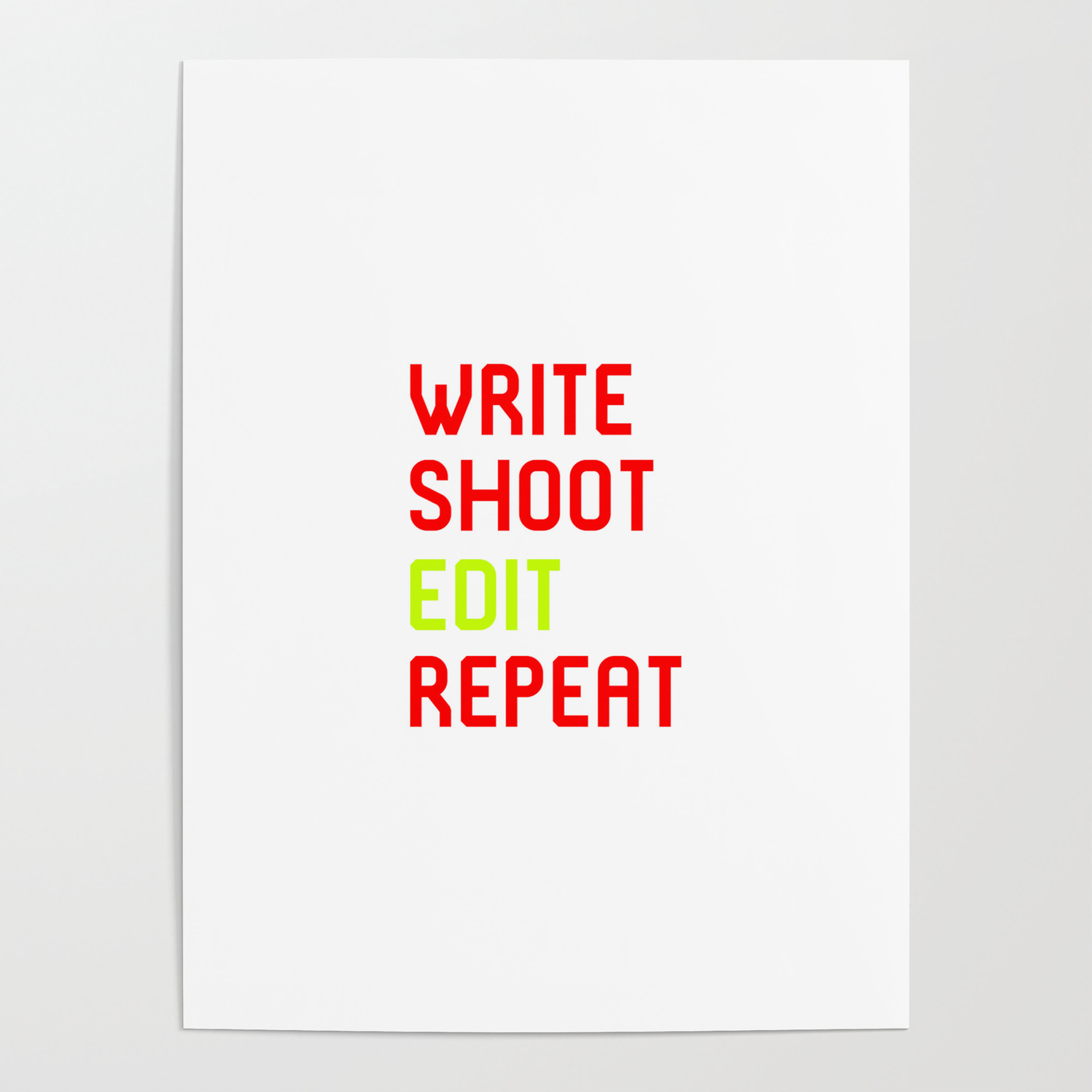 Write Shoot Edit Repeat Red Film School Poster By At85productions Society6 Write Shoot Edit Repeat Red Film School Poster By At85productions Society6