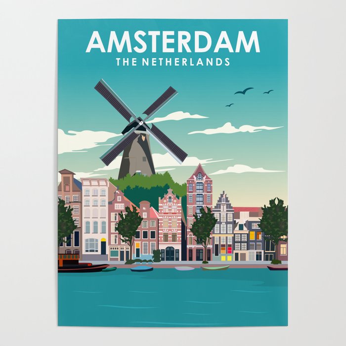 Amsterdam Holland Travel Poster Poster